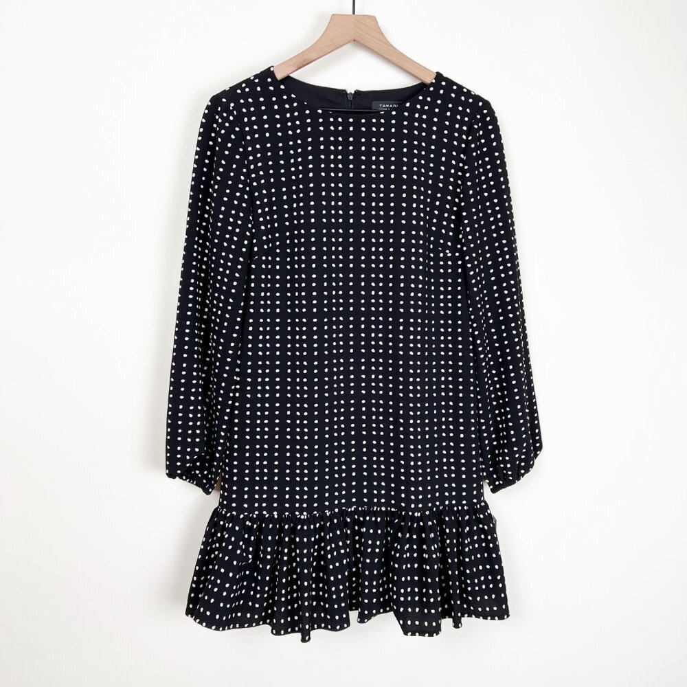 New Stunning Polkadot Long Balloon Sleeve Mini Dress Ruffle Preppy Romantic Dots - Picture 5 of 5